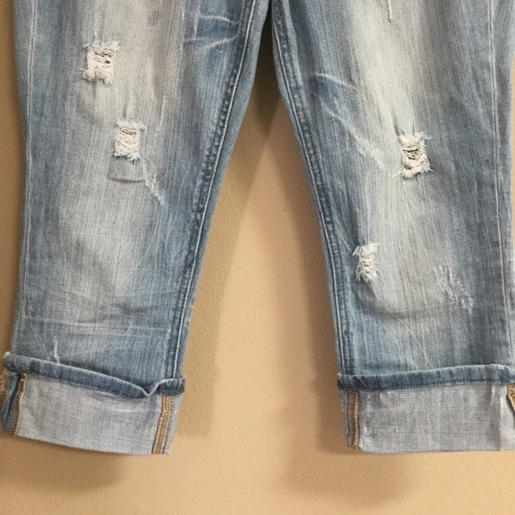 Vintage light Blue Washed Almost Famous Distressed Capri Size 26 - Picture 2 of 12